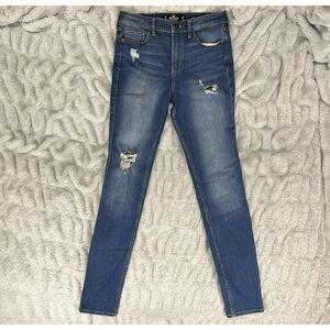 Hollister Jeans Women 7R High-Rise Super Skinny Distressed Blue Stretch 28x28.5